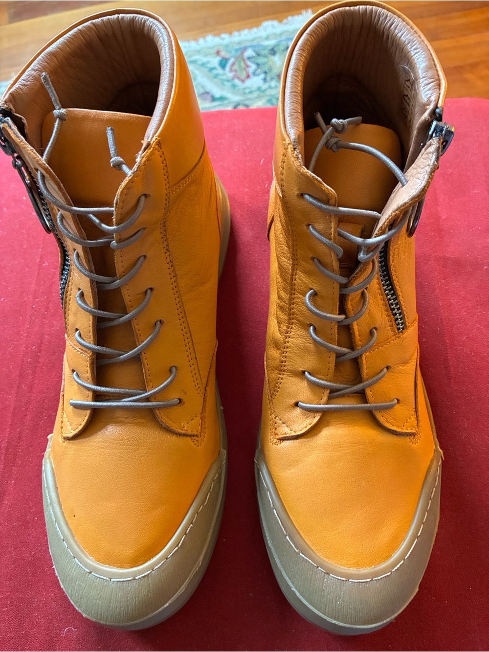 Sheridan Mia “Alba” orange booties, size 8.5